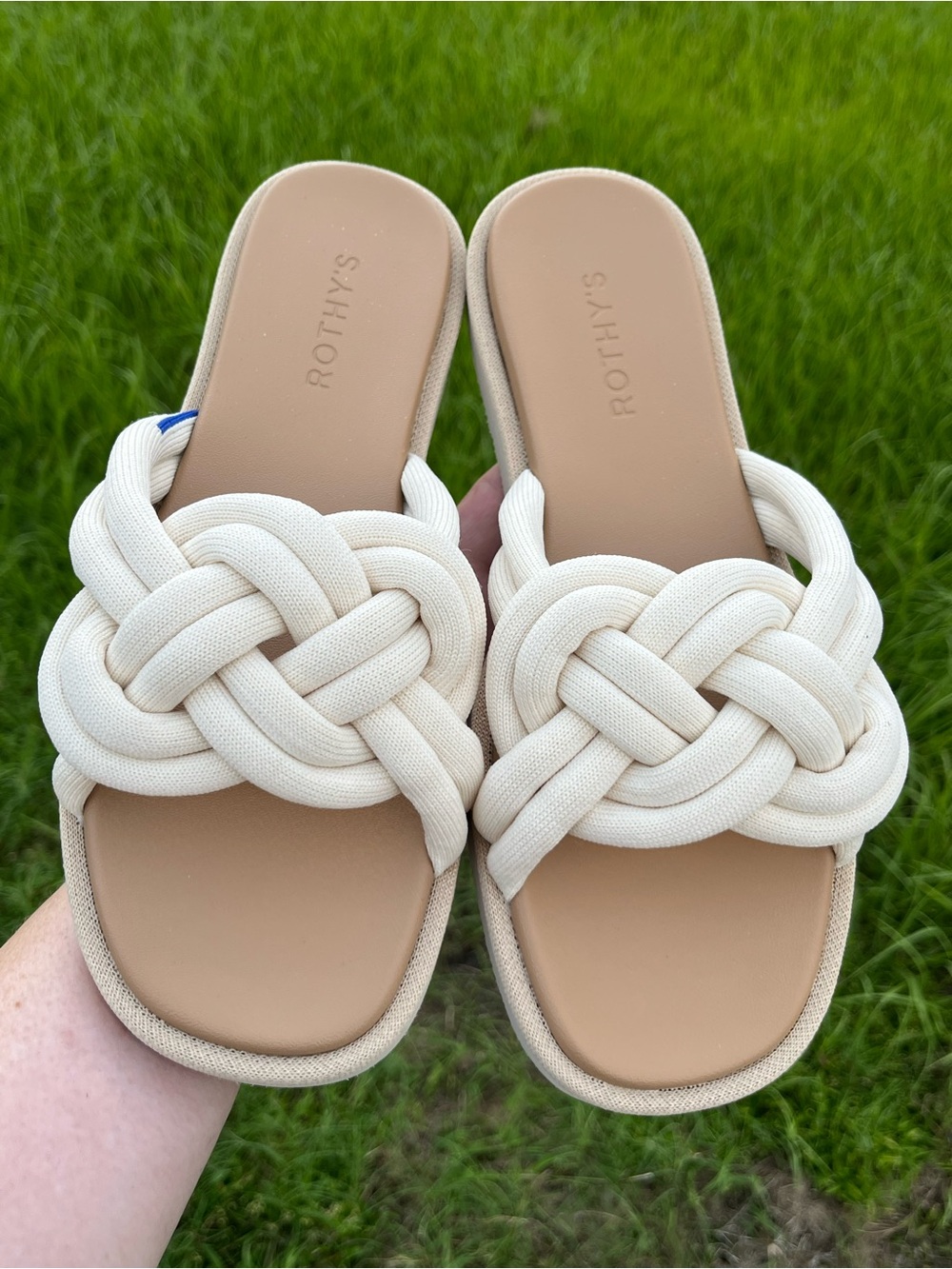 NWOT Rothy's The Summer Cream Braided Slide Sandals Size 9